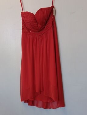 Vintage Princess Collection Red Strapless Chiffon Evening Dress